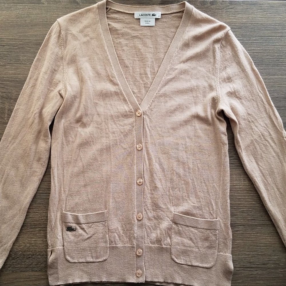 Lacoste Button Down Cardigan with Pockets Size 36